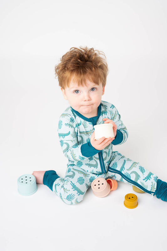 Later Gator Alligator Bamboo Convertible Pajamas Florida Baby Gift