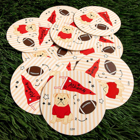 Athens Football Game Day Paper Coasters - Set of 10