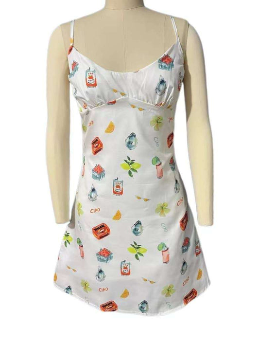 Summer Cocktails Printed mini strappy sundress