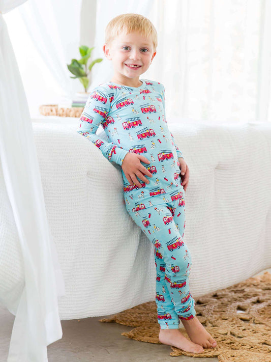 SoftSnooze™ Boys Bamboo Viscose Paws To The Rescue Long Sleeve Pajama Set