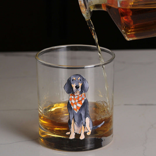 Bluetick Coonhound Sitting Rocks Glass