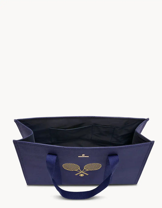 Navy Carry All Tote - Crossed Tennis Rackets & Ball