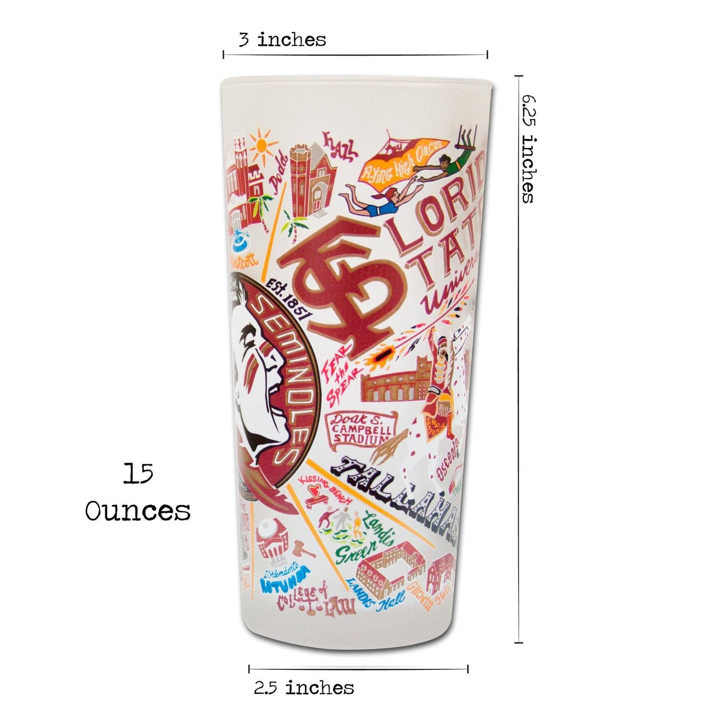 Florida State University Collegiate Drinking Glass