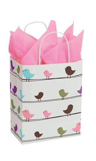 White Birdies Kraft Paper Shopping Bags