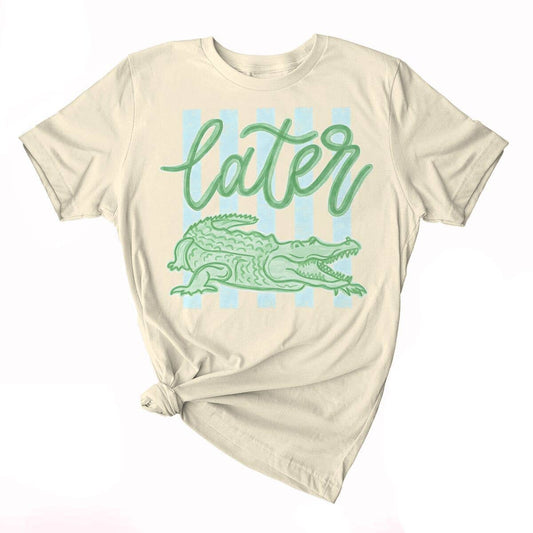 Stripe Later Gator Alligator Graphic Tee Cotton Shirt