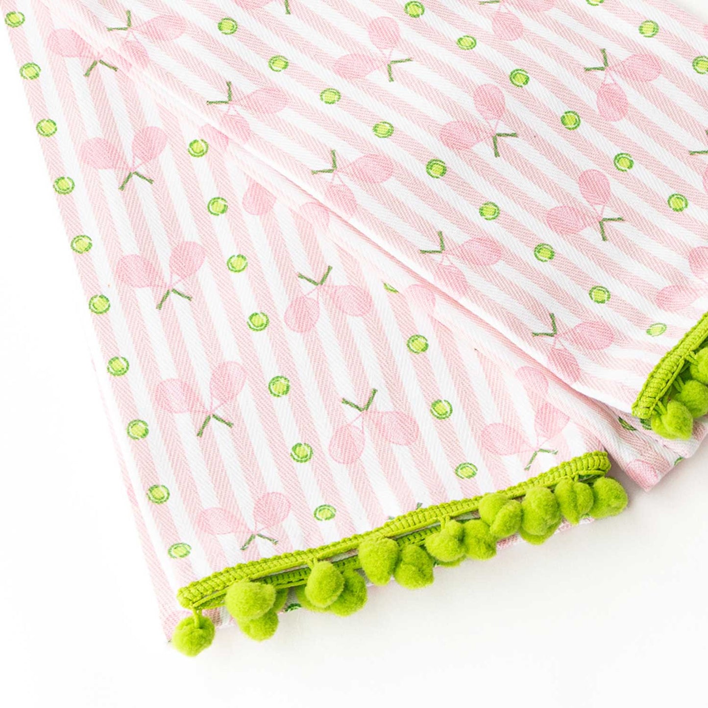 Pink Tennis Stripe Pom-Pom Cotton Towel Set