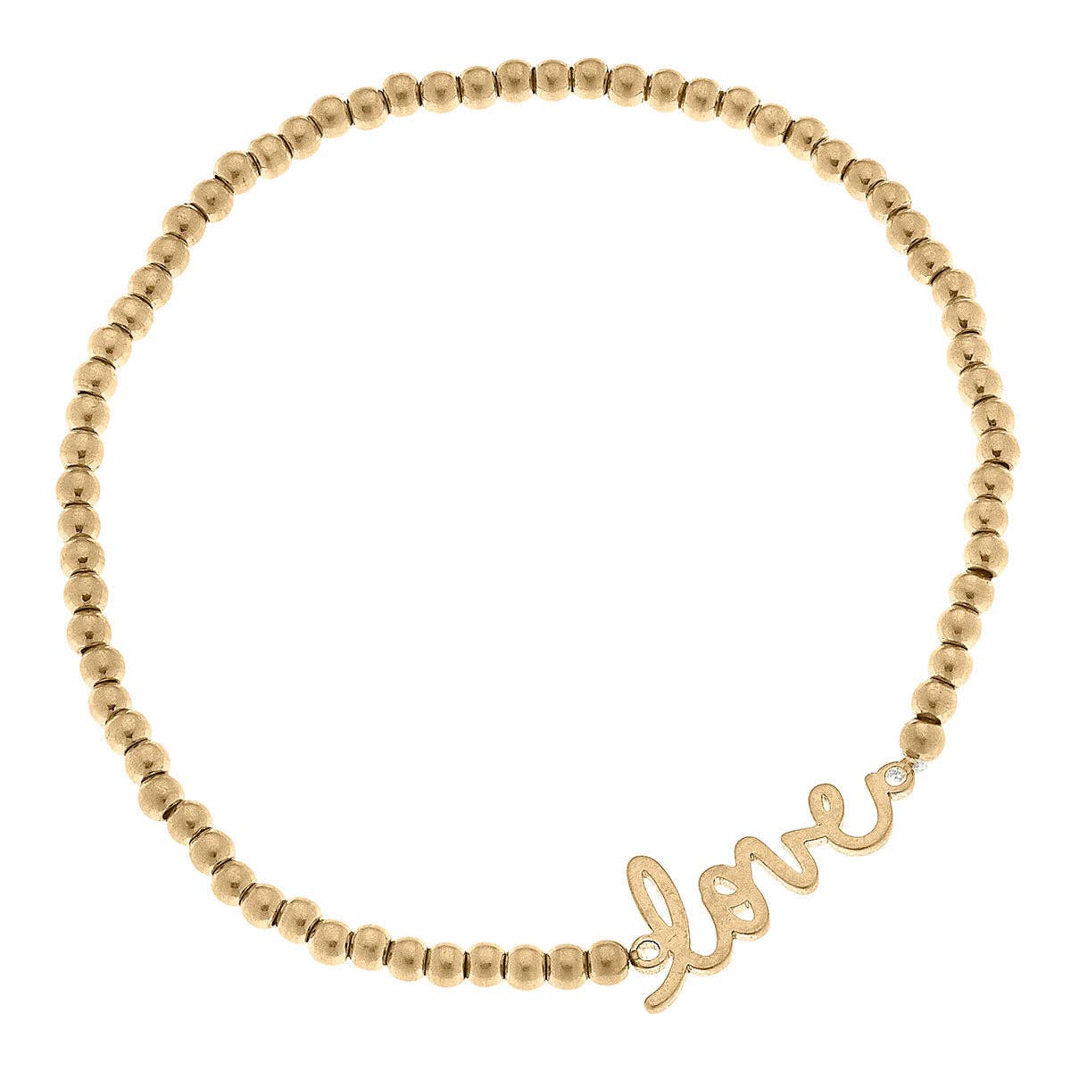 Leah Love Ball Bead Stretch Bracelet in Worn Gold