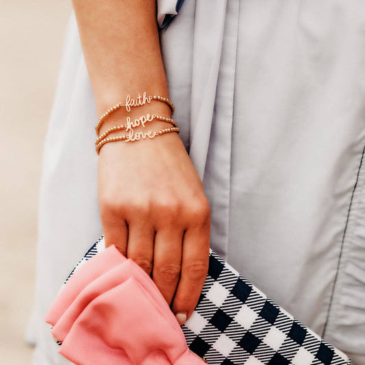 Leah Love Ball Bead Stretch Bracelet in Worn Gold