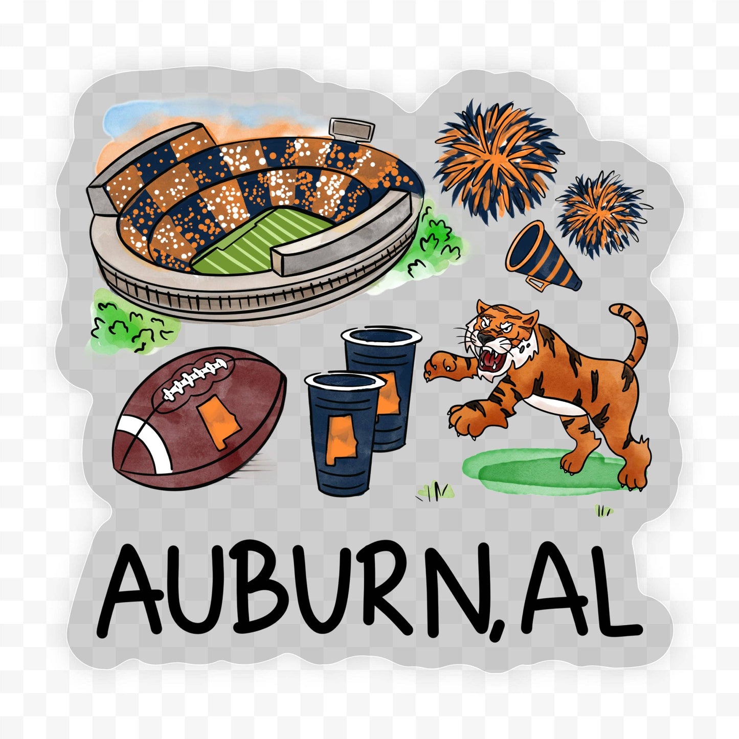 Auburn AL Clear Sticker