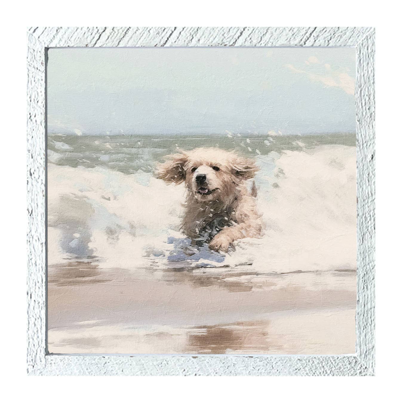 Dog running in water