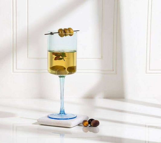 Slender Blue Wine Glass