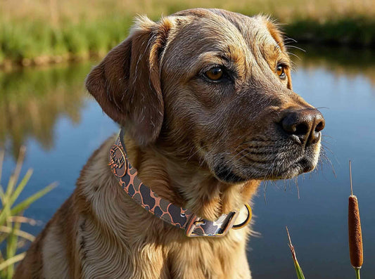 Auburn Tigers Old School Camo Leather Dog Collar