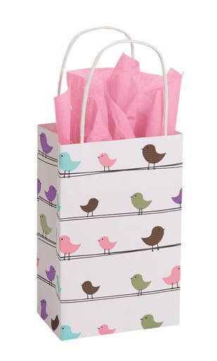 White Birdies Kraft Paper Shopping Bags
