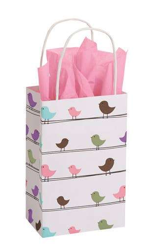 White Birdies Kraft Paper Shopping Bags