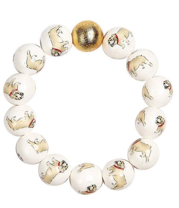 Georgia Beaded Gameday Bracelet - Bulldog - 14mm - WS