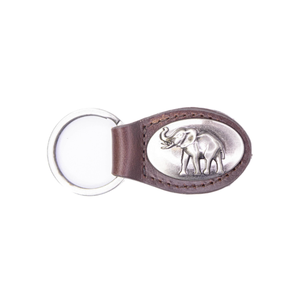 Alabama Crimson Pride Oval Leather Key Fob.