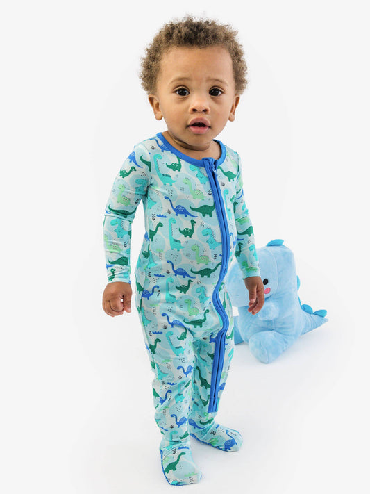 SoftSnooze™ Baby Bamboo Viscose Snuggle-Saurus Dinosaurs Footed One Piece Pajama