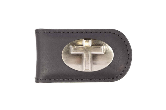Christian Cross Leather Magnetic Money Clip Wallet