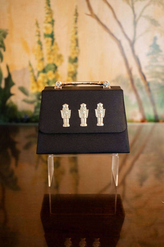 Black Faille Lulu with Gold Handle Handbag - Gold Charms- WS