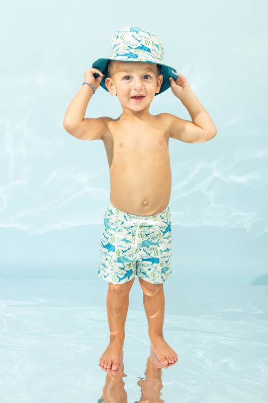 Shark Friends Ocean Animals Boys Swim Trunks Kids Swimsuit