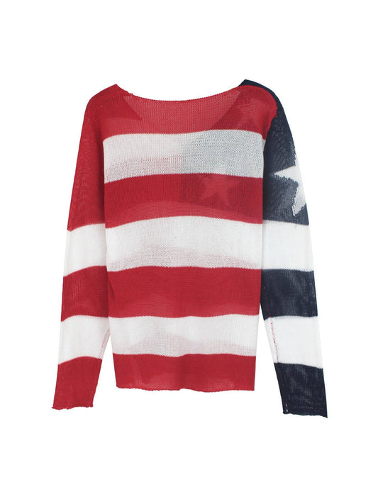 4th Of July Knit Summer American Flag Sweater