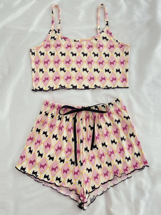 Animal Print Camisole And Shorts Pajama Set