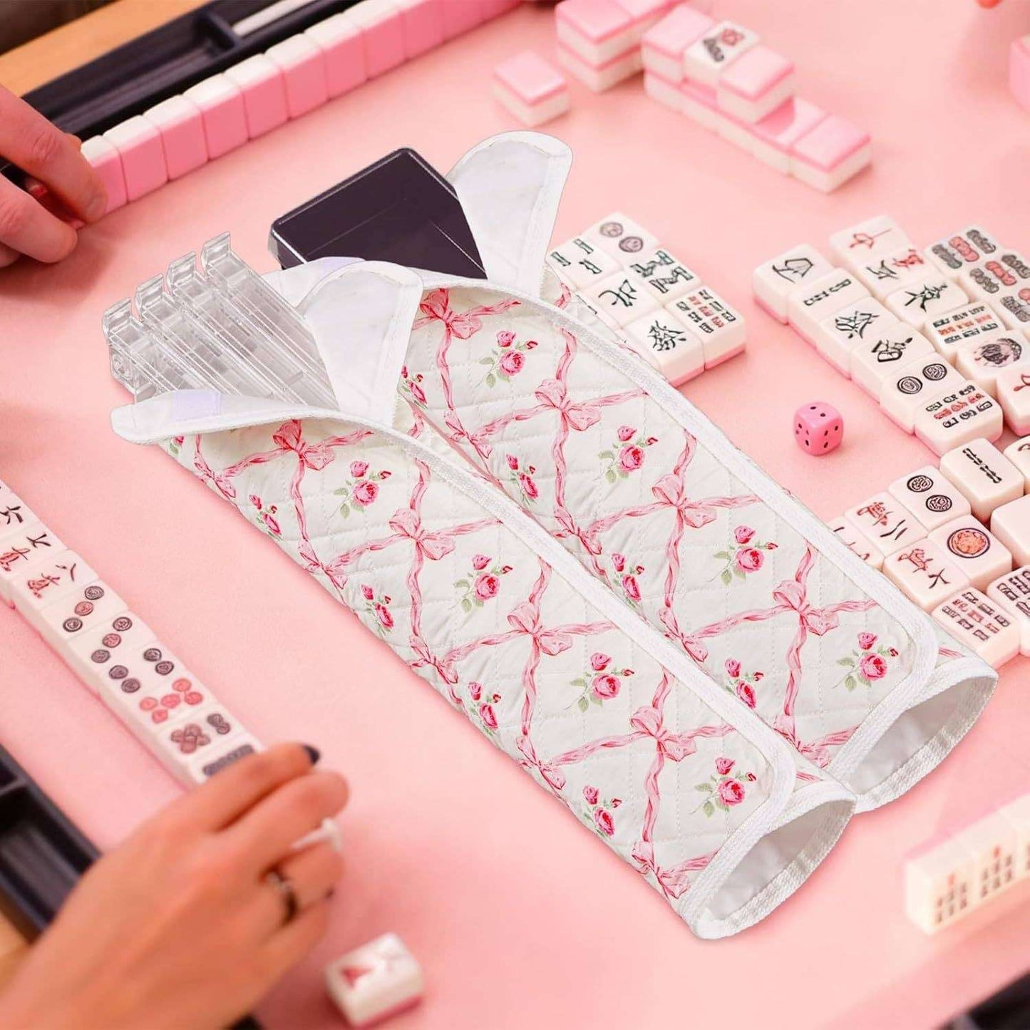 Floral Mahjong Travel Bag Set – 3-Piece Storage & Organizer Collection