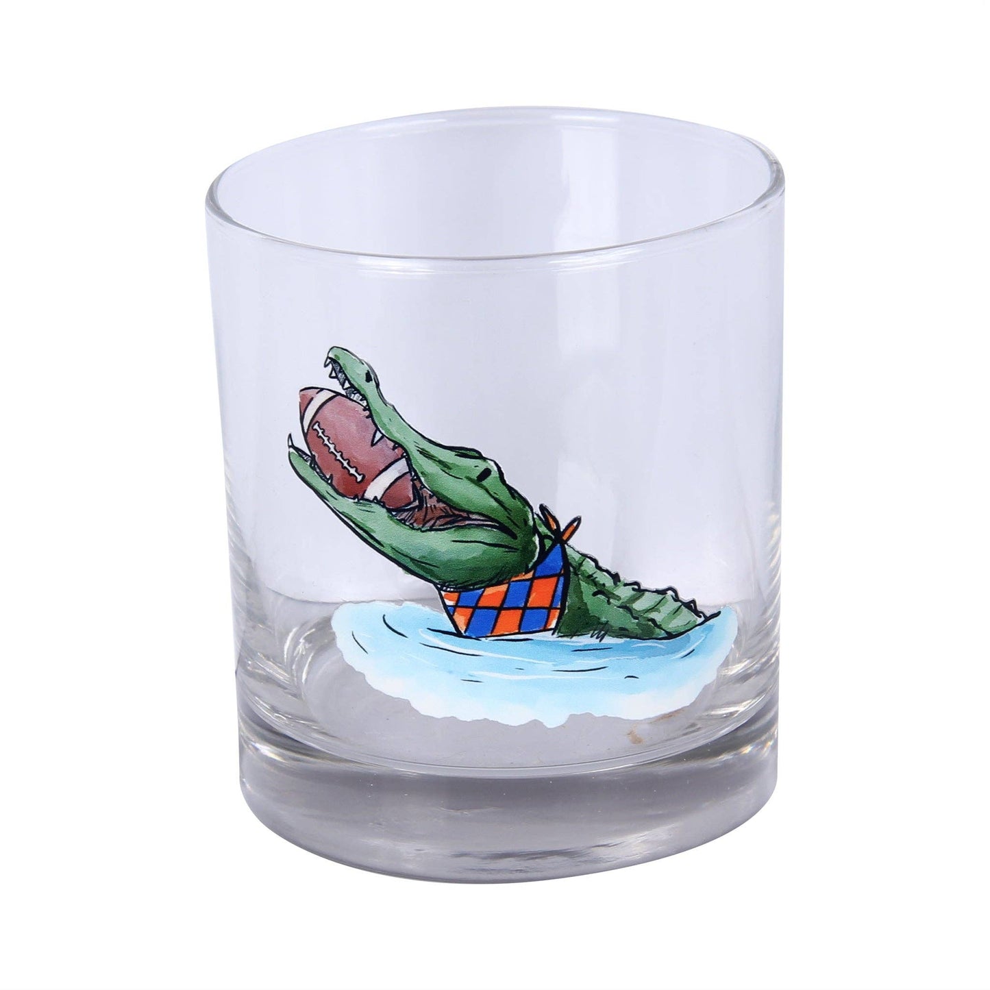 Swimming Football Gator Rocks Glass