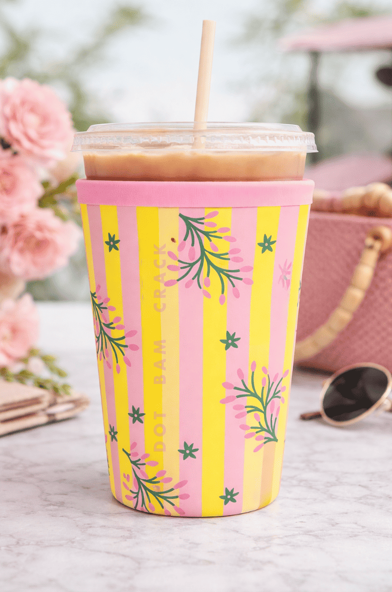 Iced Coffee Sleeve - Palm Springs Yellow Mahjong Theme