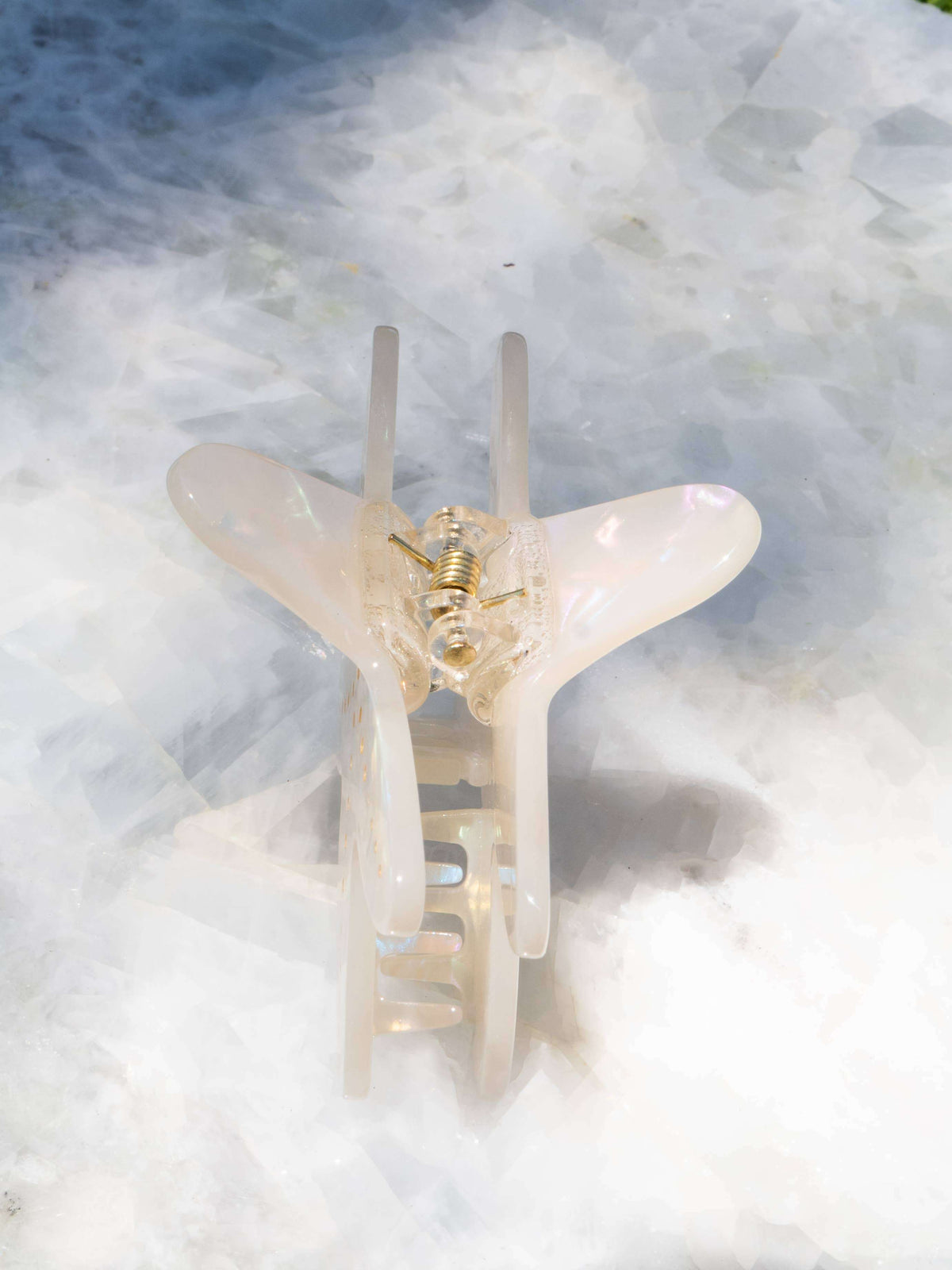 Medium White Starfish Hair Clip