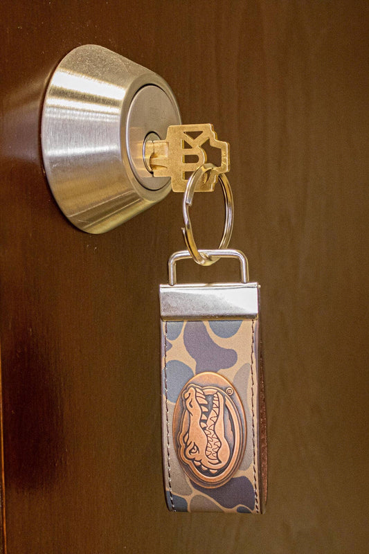 Florida Gators Old School Camo Leather Loop Keychain.
