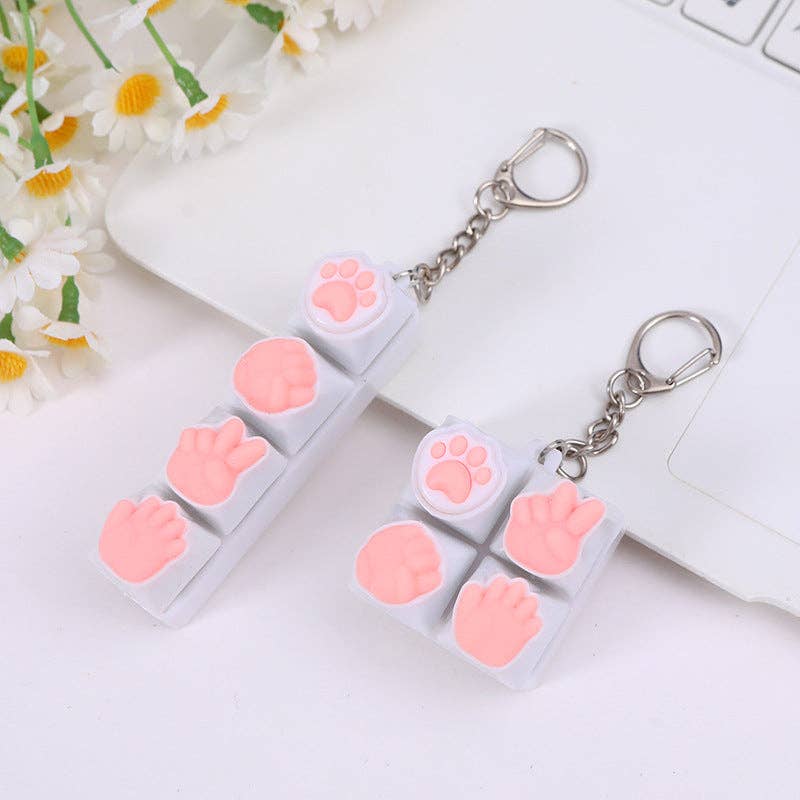Silicone Cat Paw Fidget Keychain Stress Relief Toy
