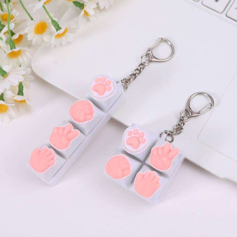 Silicone Cat Paw Fidget Keychain Stress Relief Toy