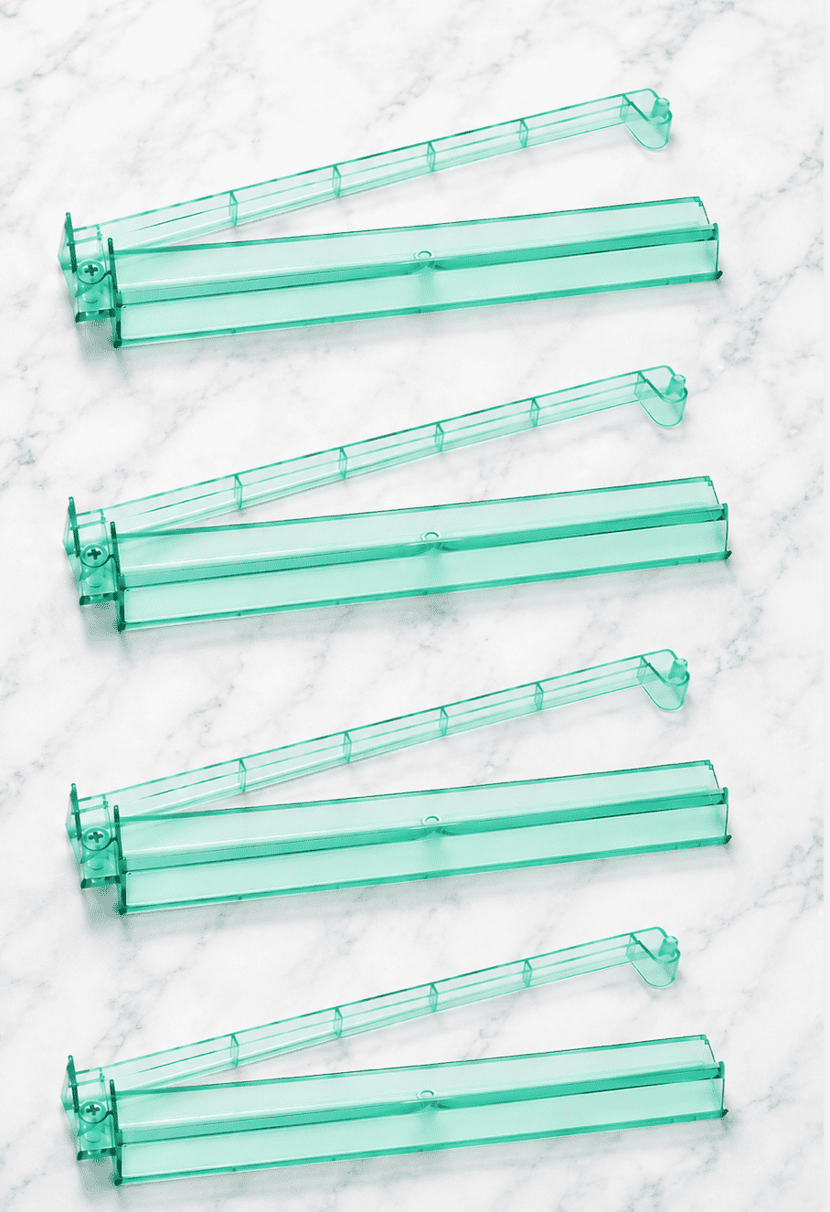 Green Acrylic Mahjong Tile Racks Racks with Pushers Set of 4, 17.5"W