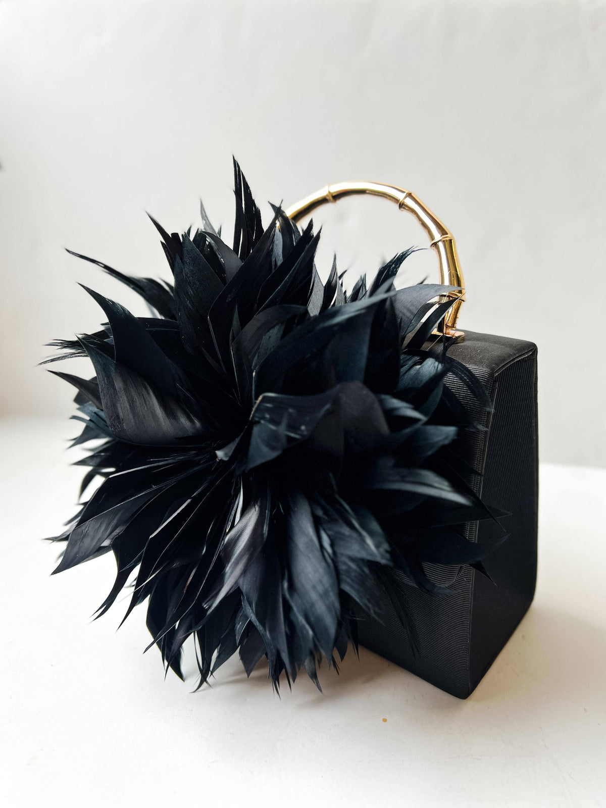 Black Faille Lulu with Gold Handle Handbag - Gold Charms- WS