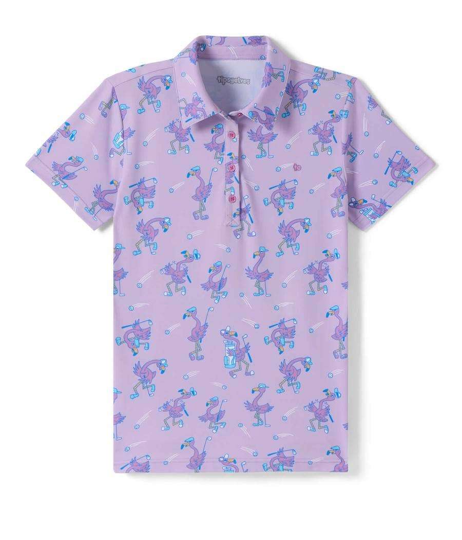 Flamingo Fiasco Women's Golf Polo - Short Sleeve Golf Shirt