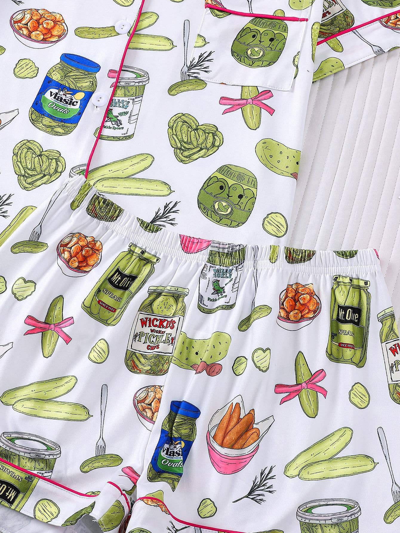 Cozy Cute Cucumber Vegetables Print Short Pajama Set