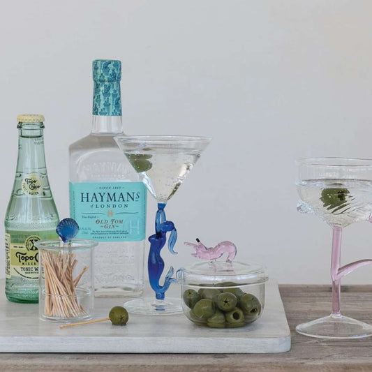 Blown Glass Mermaid Martini Glass