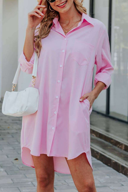 Loose casual long sleeve shirt dress