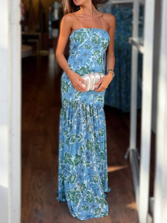 Dopamine Gorgeous Floral Strapless Mermaid Dress