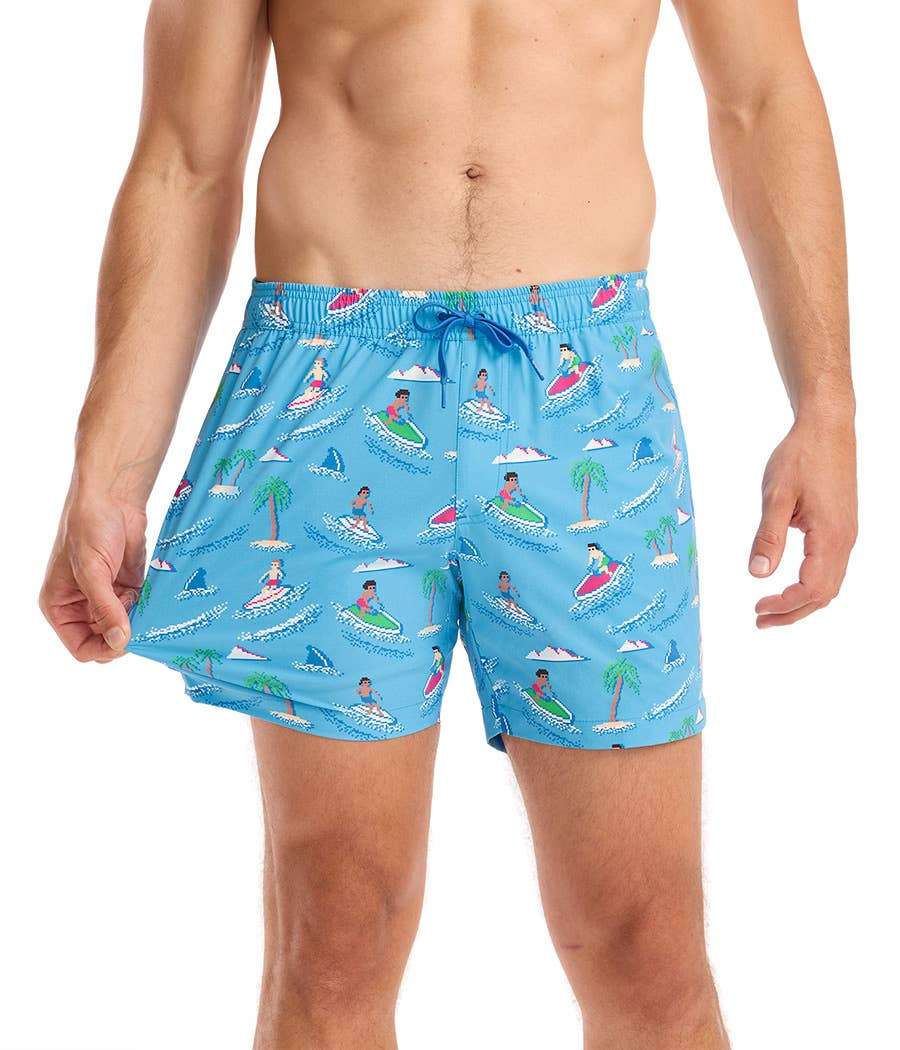 Aquaholic Men's Stretch Swim Trunks - 6" Surfer Bathing Suit