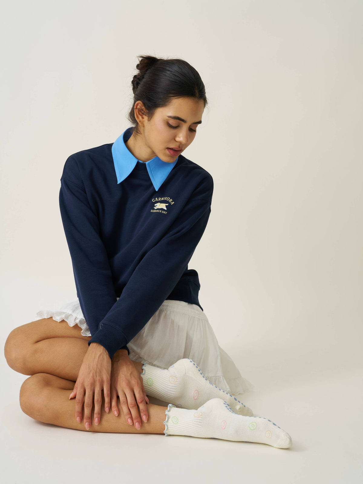 Smiley Face Ruffle Grip Sock- Pilates Socks