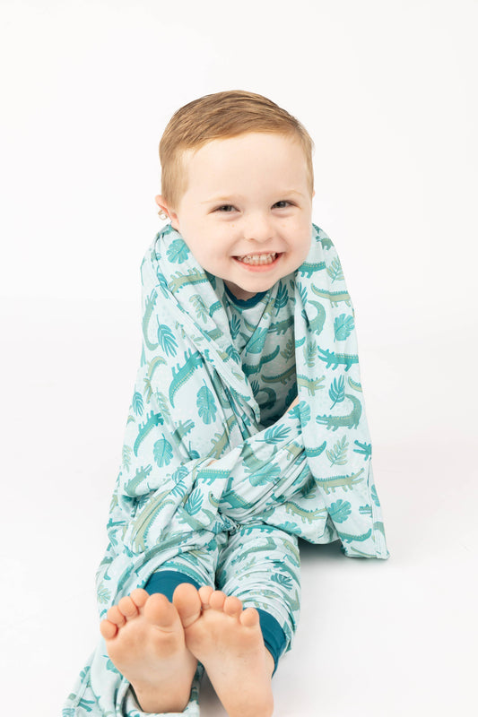 Later Gator Alligator Luxury Bamboo Swaddling Blanket
