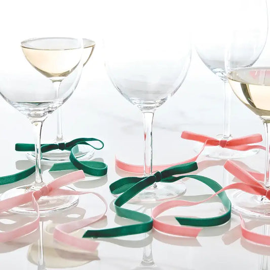 Mahjong Velvet Bow Wine Charms - Set of 6
