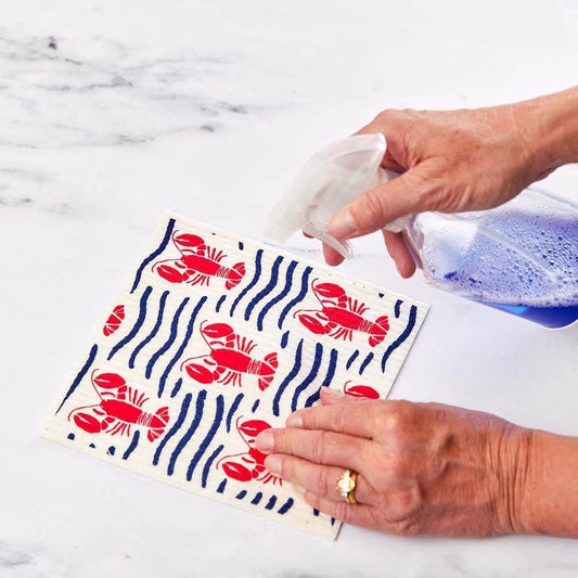 Lobster Waves Blu Eco Sponge Cloths