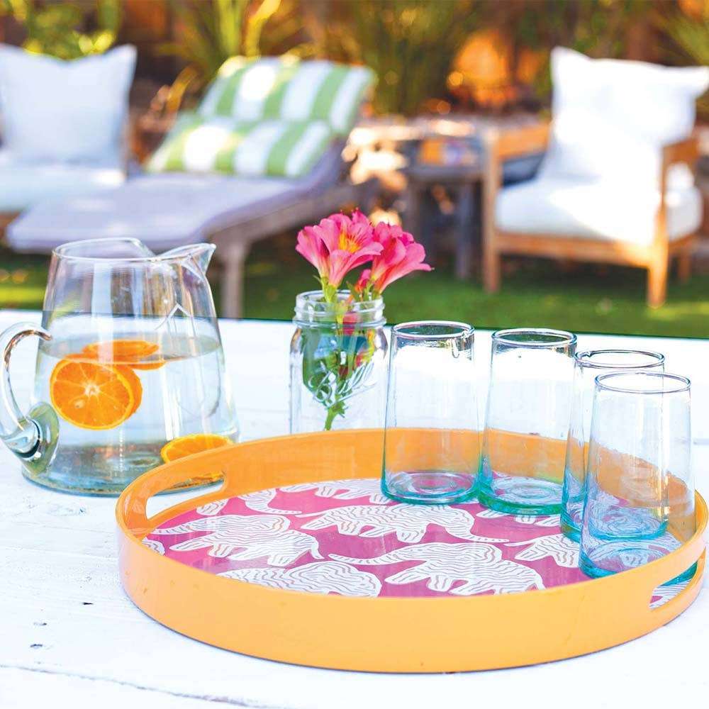 Elephant Round Laquer Serving Tray