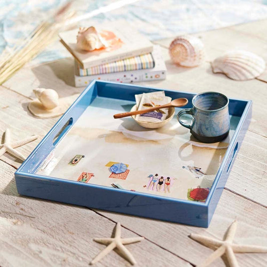 Beach Life Square Lacquer Serving Tray