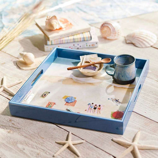 Beach Life Square Lacquer Serving Tray