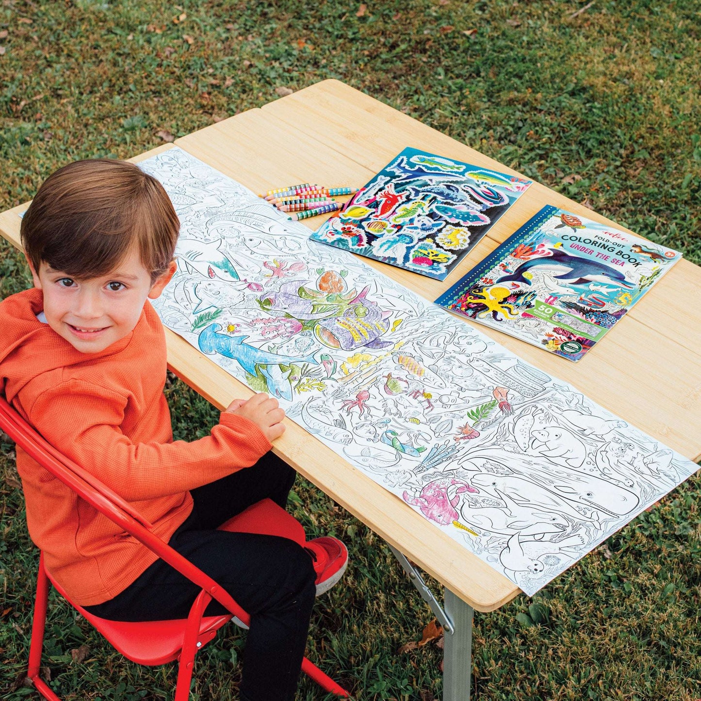 Under the Sea Fold-Out Coloring Book