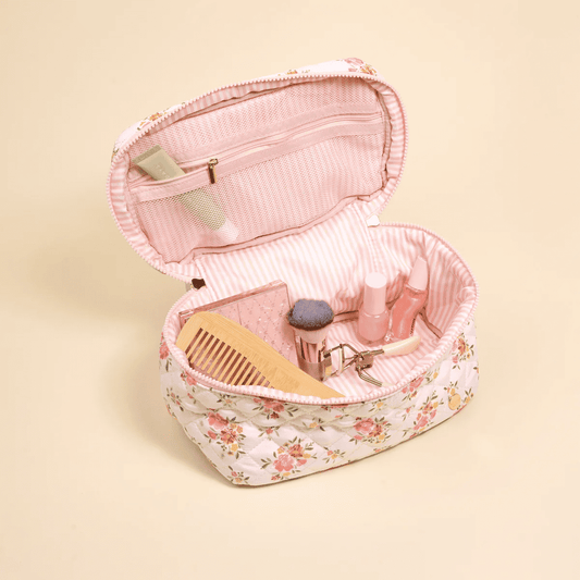 Glam & Go Quilted Cosmetic Bag-Endless Daydream Cream